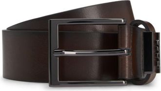 BOSS Italian leather belt with brushed gunmetal hardware