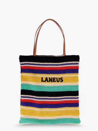 Laneus Borsa a spalla in crochet con logo frontale ricamato - LANEUS - gender_Woman