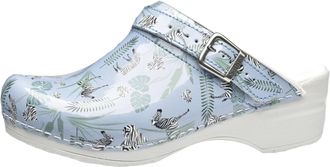 Sanita | Animal Zebra | Open Clog | Original Handmade for Women | Anatomically Shaped Footbed in Soft Foam | Heel Strap | Blue | UK 8