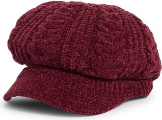 Nine West Chenille Slouchy Cable Knit Cap in Deep Wine at Nordstrom Rack