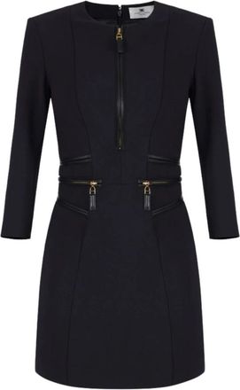 Elisabetta Franchi Jurken - Dames - Korte kleedjes - Zwart - S - Leer - Kleedjes