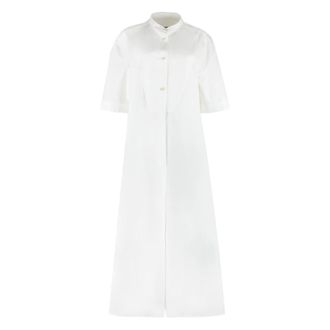 Jil Sander Shirt Dresses, female, White, Size: L Cotton Shirtdress with Cuffed Sleeves
