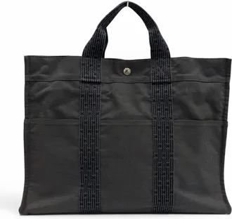 Herm&egrave;s Gray Polyamide Polyester Handbag Tote Bag (Pre-Owned)