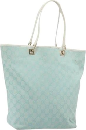 Gucci Pre-owned Vintage Tote Bag - Dames - Vintage Shopper - Blauw - ONE Size - Leer - Vintage