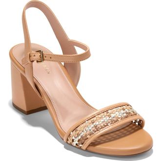 Cole Haan Josie Block Heel Sandal in Biscuit Leather/Neutral Woven at Nordstrom Rack, Size 9.5