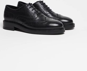 Noak Made in Portugal - Scarpe brogue stringate in pelle nera-Nero
