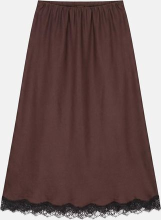La Redoute Collections Lange rok van satijn en kant met elastische tailleband