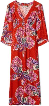 Rixo Dahlia Dress Butterfly - Dames - Casual kleedjes - Veelkleurig - XL - Kleedjes
