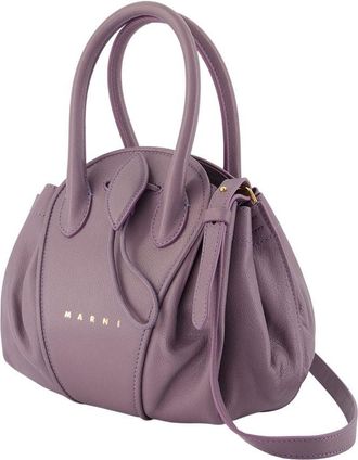Marni Womens Tulipea Shoulder Bag Purple Calfskin
