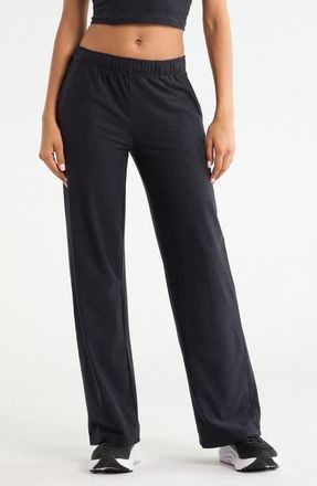 Zella Restore Soft Straight Leg Pull-On Pants in Black Melange at Nordstrom, Size Xx-Large