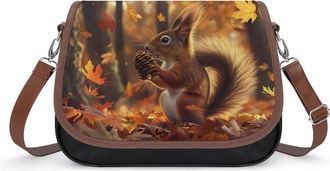 Generic Cute Squirrel Autumn Forests Crossbody Bags for Women Shoulder Messenger Bag Purse Handbags