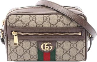 Gucci Borsa a tracolla Ophidia mini in tessuto GG Supreme con decorazione Web 2016-2025 - Marrone