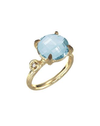 I.Reiss Company 14K 4.30 Ct. Tw. Diamond & Blue Topaz Cocktail Ring
