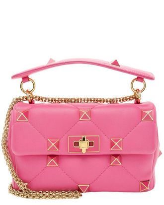 Valentino Pink Calfskin Roman Stud Medium Shoulder Bag (Authentic Pre-Loved)