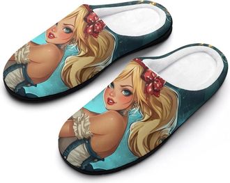 Generic Pinup-Women Womens Slippers Warm House Slippers Indoor House Shoes with Anti-Skid Rubber Sole