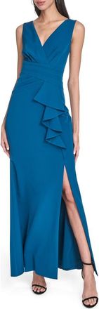Eliza J Laguna Ruffle Mermaid Gown in Peacock at Nordstrom, Size 12