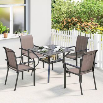 OUTSUNNY 5 Pieces Outdoor Dining Set for 4, Patio Furniture Set in Grey