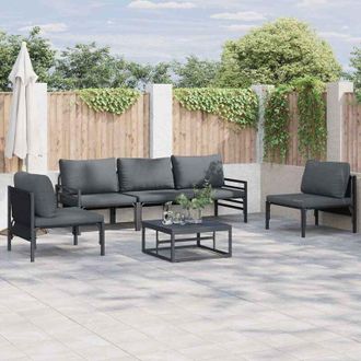 vidaXL Conjunto De Sof&aacute; De Jard&iacute;n 6 Pcs Antracita Acero Vidaxl