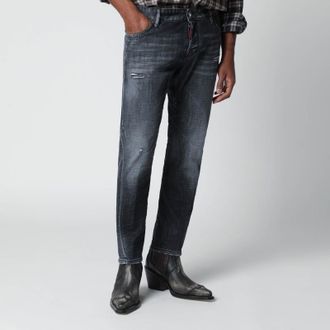 Dsquared2 Slim black washed jeans with distressed details