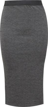 ZEE FASHION Womens Pencil Stretch Ladies Contrast Elasticated Waistband Fit Bodycon Plain Office Midi Skirt Plus Size 8-26 Charcoal