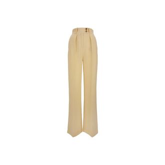 Elisabetta Franchi Wide Trousers, female, Yellow, Size: XS Wide Trousers