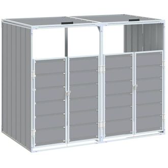 vidaXL Cobertizo Contenedores Dobles Basura Acero Gris 144x81x113 Cm Vidaxl