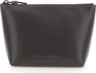 Brunello Cucinelli Neceser de piel de becerro con Monili - Bags - Mujer - Marr&oacute;n - ONE SIZE