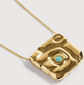 Monica Vinader Gold Amaia Bold Gemstone Chain Necklace Amazonite