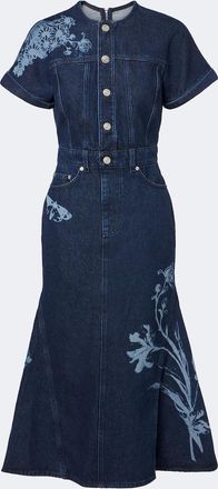 Erdem Printed denim midi dress