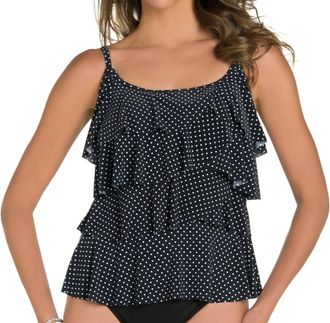 Miraclesuit Pin Point Tiering Up Tankini Top In Black/white
