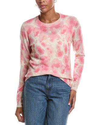 Autumn Cashmere Watercolor Floral Print Crewneck Cashmere Sweater