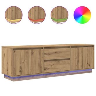 Berkfield Home TV Cabinet with LED Lights Artisan Oak 160.5x41x50 cm in Brown