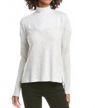 Michael Stars Bruna Rib Mix Mock Neck Sweater In Chalk