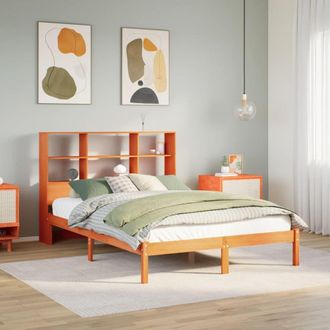 Berkfield Home Bookcase Bed without Mattress Wax Brown 135x190 cm Double Solid Wood Pine