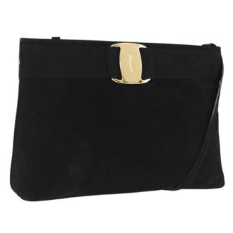 Ferragamo Pre-owned Suede Shoulder Bag - Dames - Pre-owned - Zwart - Maat: ONE Size Su&egrave;de