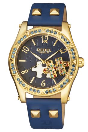 Rebel Rockers WoMens Gravesend Navy Dial Leather Watch - One Size