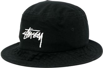St&uuml;ssy logo-print bowler hat - men - Cotton - S/M - Black