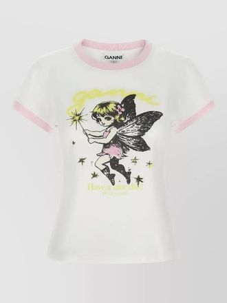Ganni organic cotton fairy print short sleeve t-shirt
