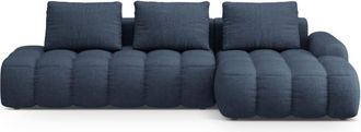 Cosmopolitan Design Sof&aacute; cama esquinero con ba&uacute;l 3 plazas tejido estructural azul oscuro
