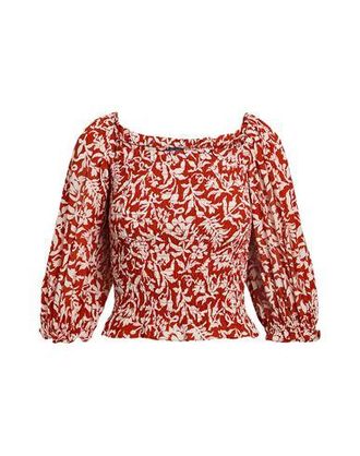 Ralph Lauren FLORAL BLOUSON-SLEEVE SMOCKED CREPE TOP