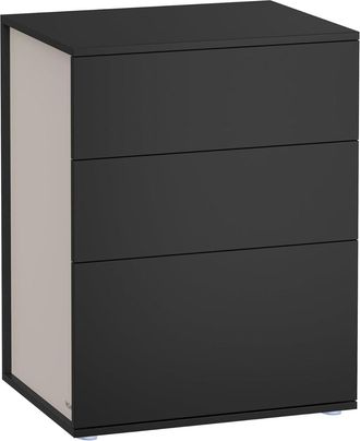 Vasagle Mesita de noche para dormitorio de color negro y beige