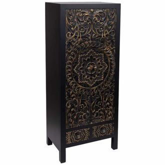Wanderlust Deco Armario de madera 2 cajones 2 puertas 50x34,5x121h cm