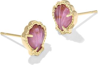 Kendra Scott Brynne Shell Stud Womens Earrings Earring Gold Purple Iridescent Abalone Illusion, Brass/Gold-Plated