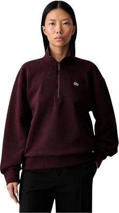 Lacoste Felpa con zip in piqu&eacute; - - Sweatshirts & Hoodies - Donna - Rosso - S