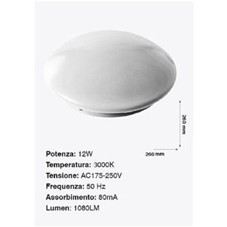 Trade Shop Trade Shop Traesio - Trade Shop - Plafoniera Da Soffitto Faretto Led 12w Tondo Pannello Luce 1080lm 26cm Design Moderno