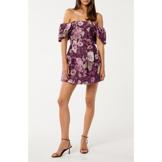 Ever New Jacquie Off the Shoulder Minidress in Berry Layla at Nordstrom Rack, Size 12