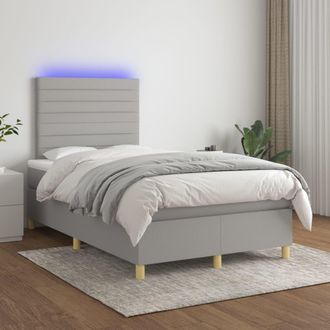 vidaXL Vidaxl - Cama Box Spring Con Colch&oacute;n Tela Y Led Gris Claro 120x200 Cm