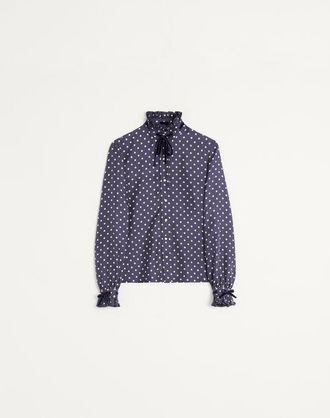 Valentino Camicia In Twill Stampa Plusdepois Donna NAVY/BETULLA 36