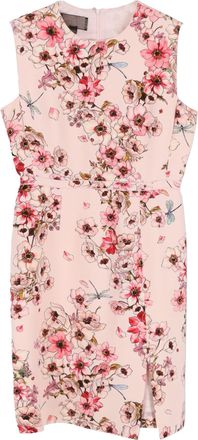 Giambattista Valli Floral Print Midi Dress in Pink Silk