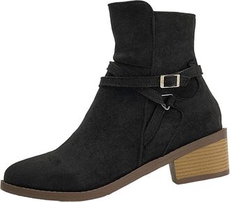 Generic Black Female Casual Boots Pointed Toe Side Zipper Low Heel Fashionable for Indoor and Outdoor Activities